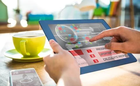 Composite 3d image of application interface Stock Photos