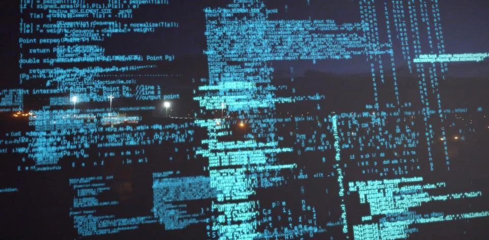 Composite 3d image of composite image of binary codes 스톡 일러스트