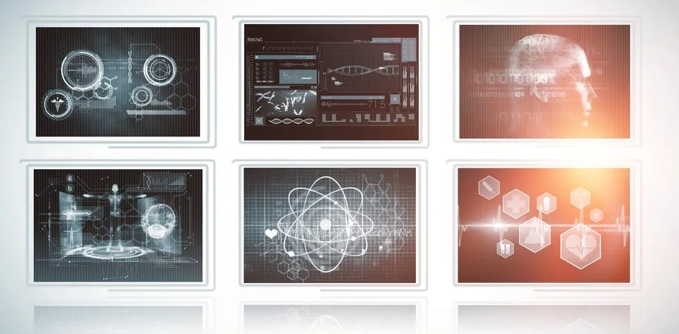 Composite 3d image of composite image of different application interface Stock Photos