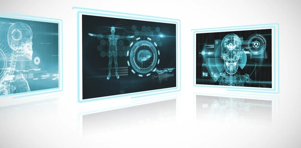 Composite 3d image of composite image of different application interface Stock Photos