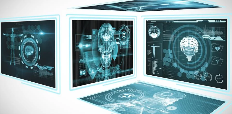 Composite 3d image of composite image of different application interface Stock Photos