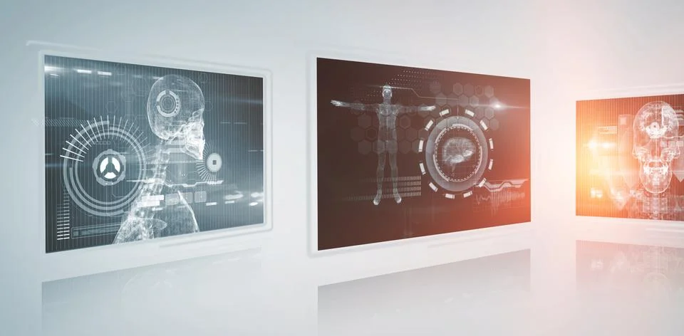 Composite 3d image of composite image of different application interface Foto stock