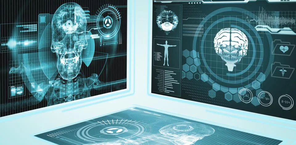 Composite 3d image of composite image of different application interface Stock Photos