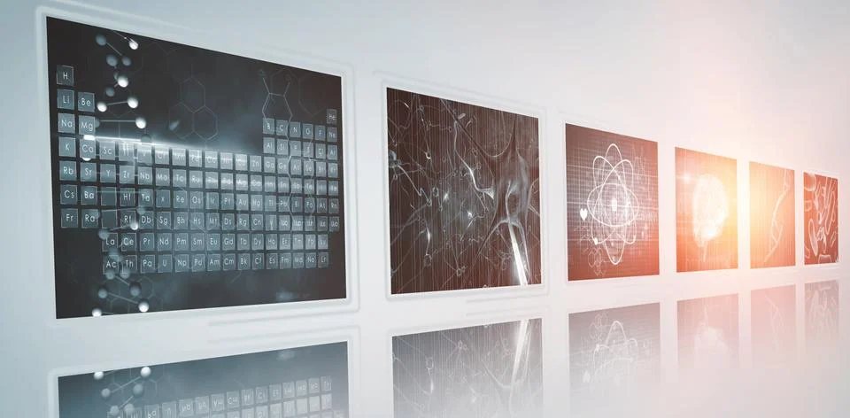 Composite 3d image of composite image of different application interface Stock Photos