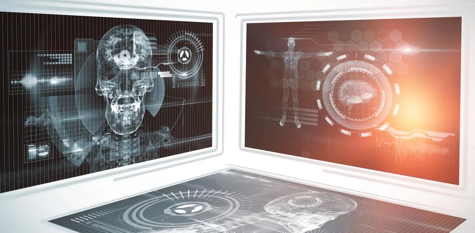 Composite 3d image of composite image of different application interface Stock Photos