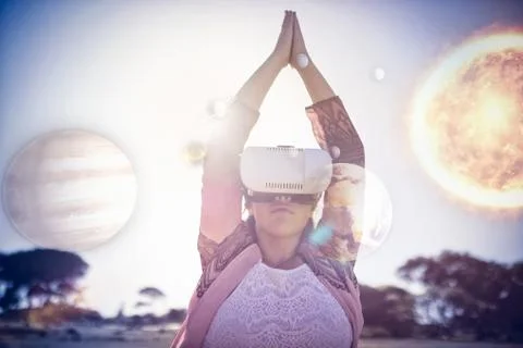 Composite 3d image of composite image of solar system against white background Foto stock