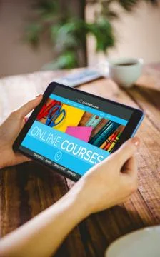 Composite 3d image of computer generated image of online education interface on Stock Photos