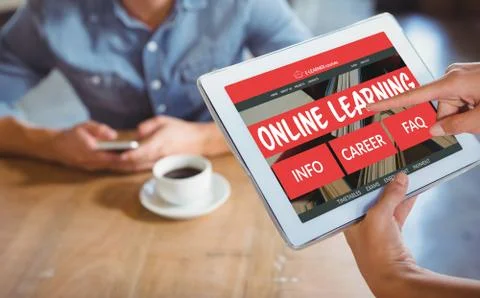 Composite 3d image of computer generated image of e-learning interface on screen Stock Photos