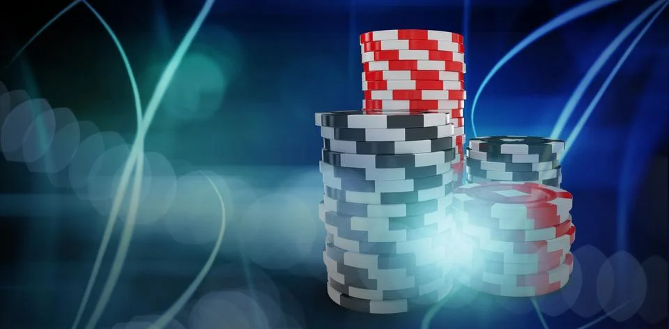 Composite 3d image of computer graphic image of gambling chips Foto stock