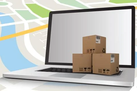 Composite 3d image of computer graphic image of cardboard boxes 스톡 사진