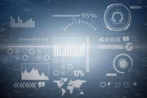Composite 3d image of connection dots on blue background Stock Photos