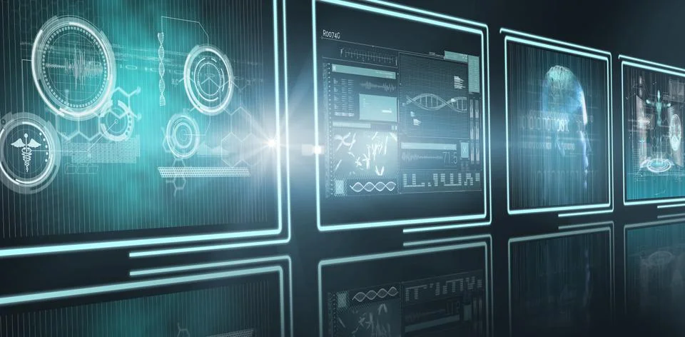 Composite 3d image of different application interface Stock Photos