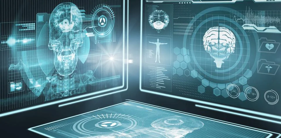 Composite 3d image of different application interface Stock Photos