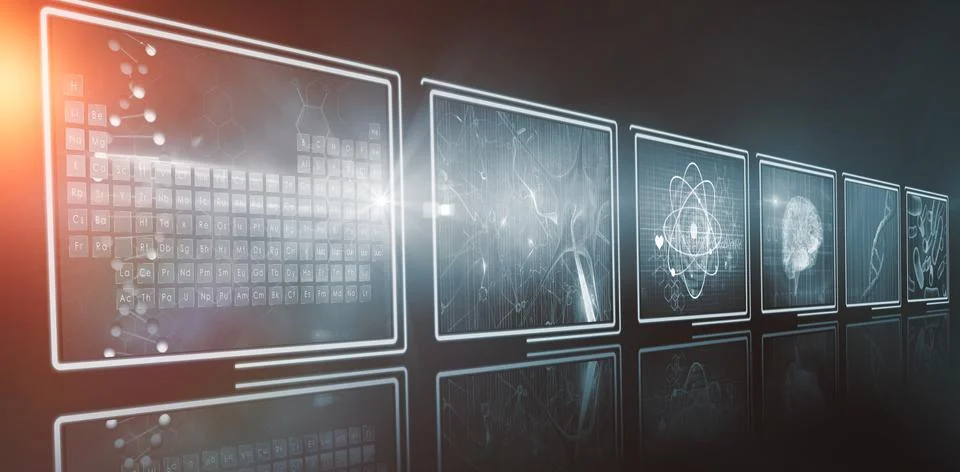 Composite 3d image of different application interface Stock Photos