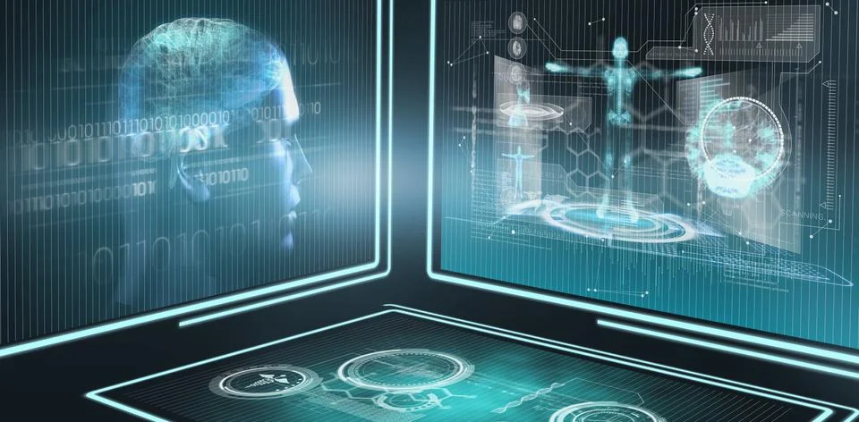 Composite 3d image of different interface Fotos Stock