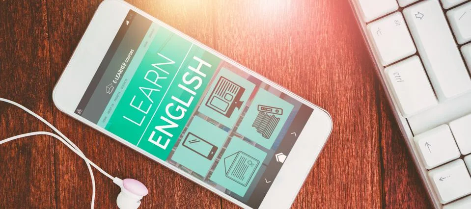 Composite 3d image of digital composite image of online education interface on Fotos Stock