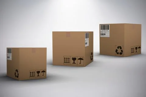 Composite 3d image of digital image of brown parcel Stock Photos