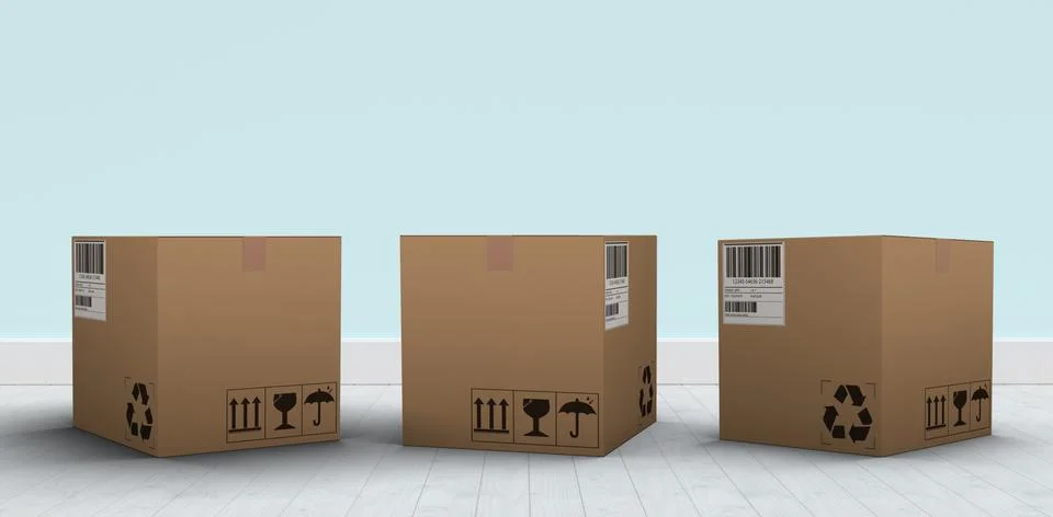 Composite 3d image of digital image of brown parcel Stock Photos