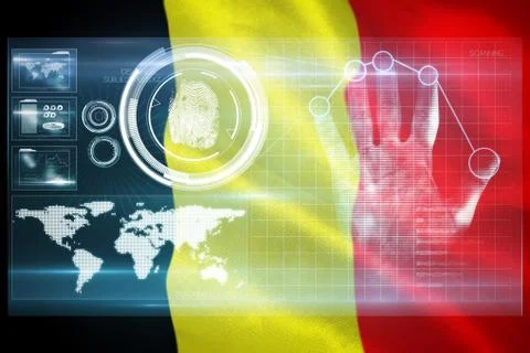 Composite 3d image of digital security hand  scan Stock Photos