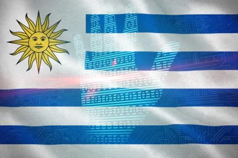 Composite 3d image of digital security hand  scan 스톡 사진