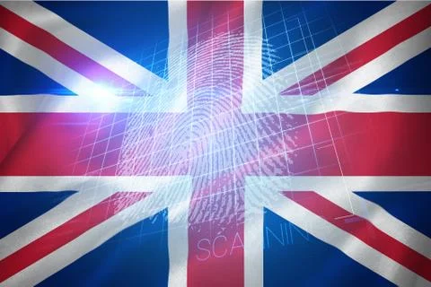 Composite 3d image of digital security finger  scan Stock Photos