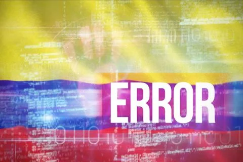 Composite 3d image of error against blue technology design with binary code Stockfoto's