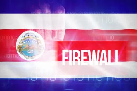 Composite 3d image of firewall against blue technology design with binary code Foto stock