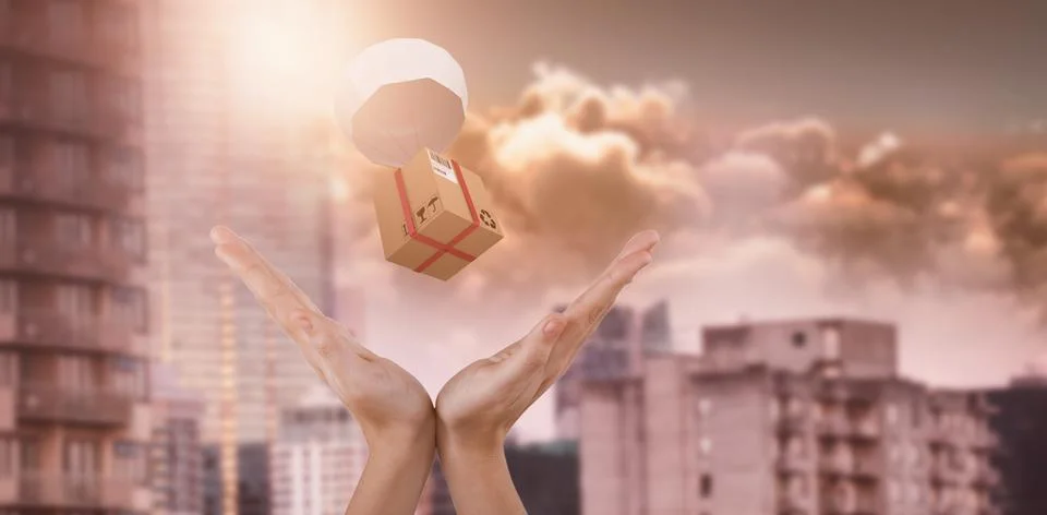 Composite 3d image of hands gesturing against white background Foto stock