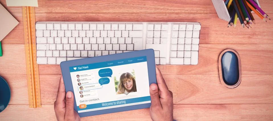 Composite 3d image of interface of chat application Stock Photos