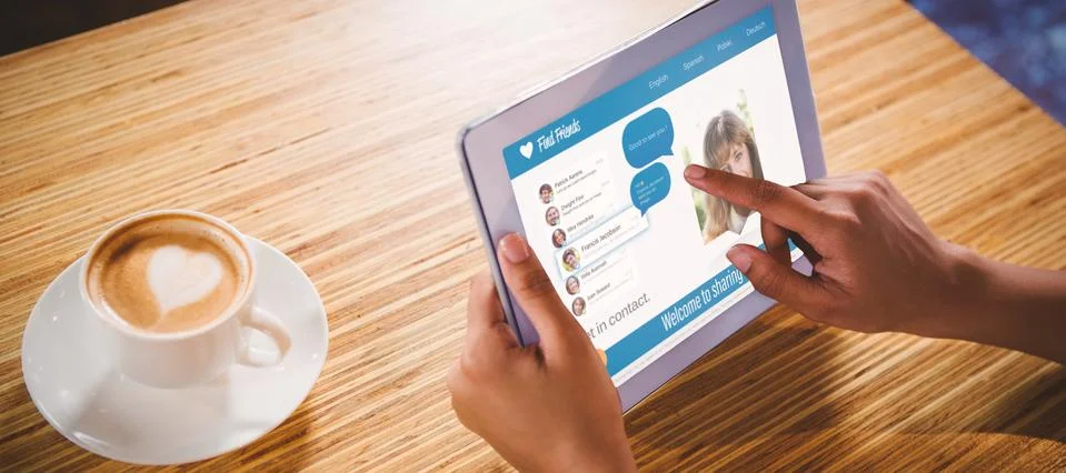 Composite 3d image of interface of chat application Stock Photos