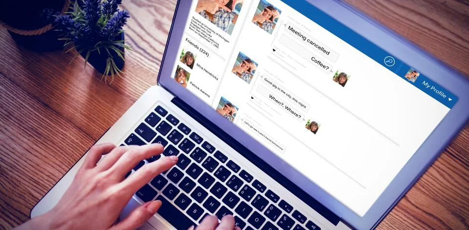 Composite 3d image of interface of chat application Stock Photos