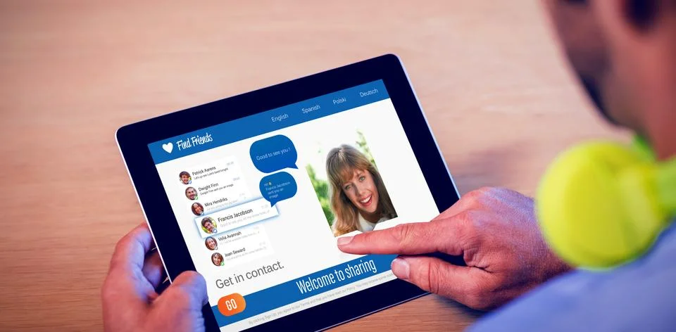 Composite 3d image of interface of chat application Stock Photos