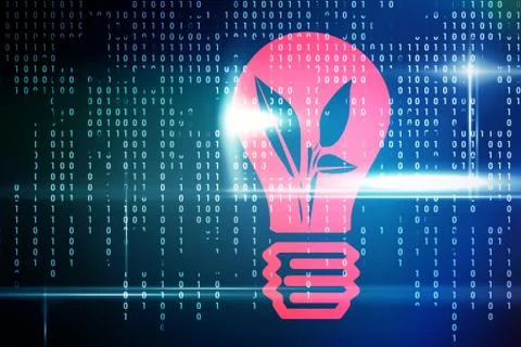 Composite 3d image of light bulb with plant inside 写真素材