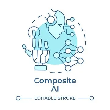 Composite AI soft blue concept icon Stock Illustration