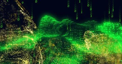 Composite of binary coding and data processing Illustrazione stock