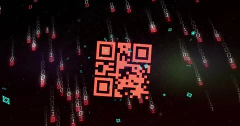 Composite of binary coding and green qr code Illustrazione stock