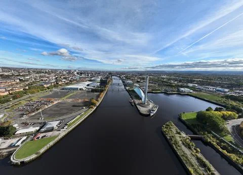 Composite Drone Image, Scottish Event Campus, SEC Glasgow Stock Photos