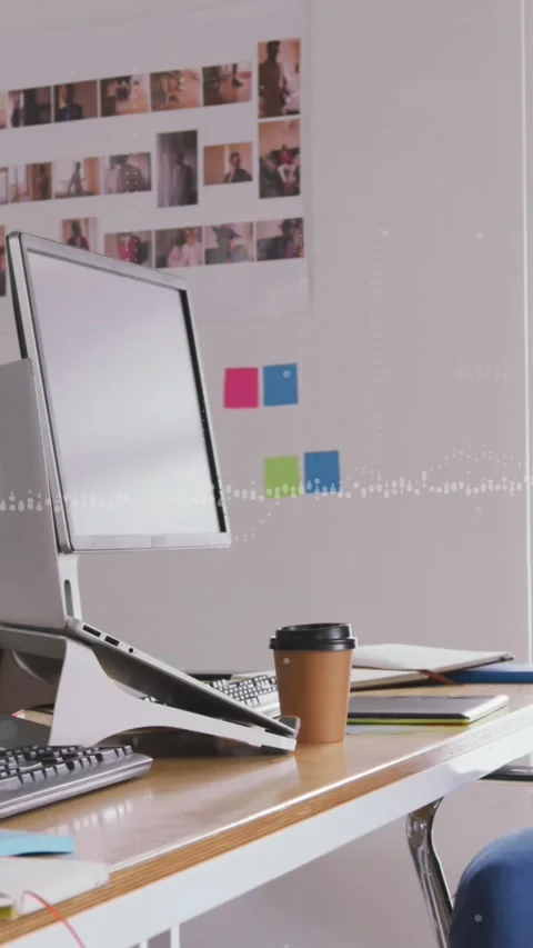 Composite of financial data processing over businesswoman using computer in Stock Footage 343955124
