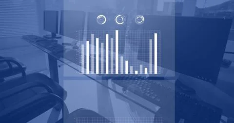 Composite of financial data processing over computers Stock Photos