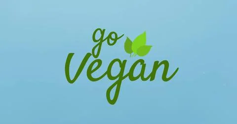 Composite of go vegan text over blue background with copy space Ilustración de archivo