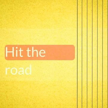 Composite of hit the road text over orange and yellow background Ilustração Stock
