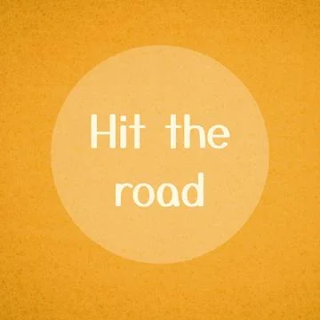Composite of hit the road text over orange circle on orange background Ilustração Stock