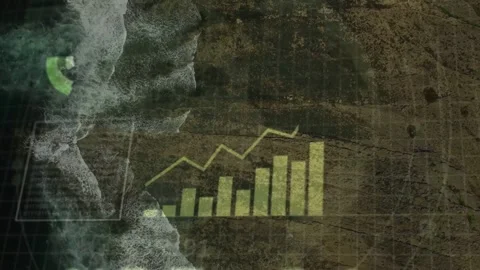 Composite HUD receiving data feed, updating percents, growing bar or line Stock Footage 333609855
