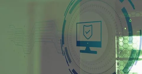 Composite of icon and data processing over computer servers Stock Illustration