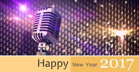 Composite image 3D of 2017 new year greeting and microphone Ilustração Stock