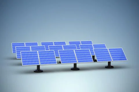 Composite image of 3d blue solar panel arranged side by side Stock Illustration