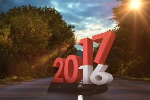 Composite image of 3D digitally generated image of new over old year Stock Illustration