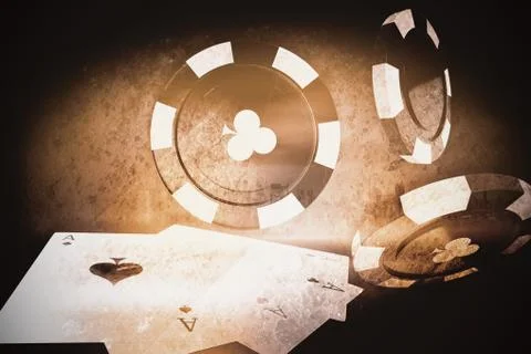 Composite image of 3d image of black casino token with clubs symbol Stock Photos