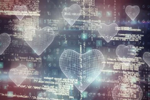 Composite image of 3d image of blue heart shape Stock Photos