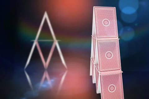 Composite image of 3d image of card tower 写真素材